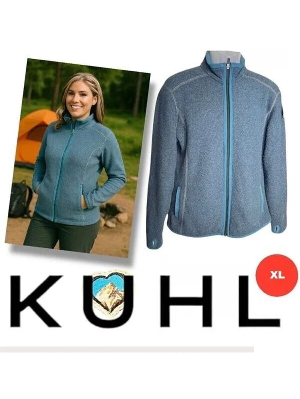 Kuhl Alfpaca Fleece Sweater Jacket Teal Blue Womens XL X-Large Hiking Camp Ski